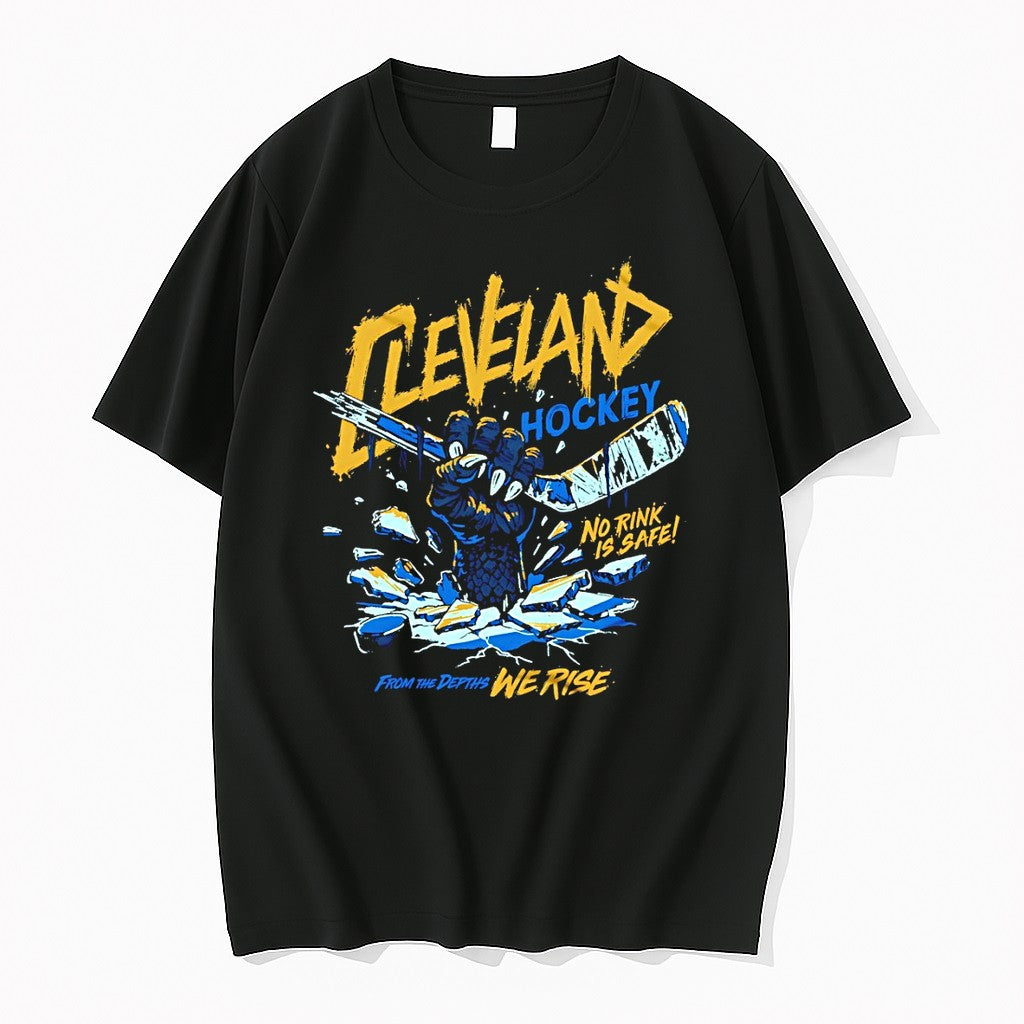 Original Cleveland Monsters Hockey No Rink Is Safe From The Depths We Rise Tshirts Unisex T-shirt, Sweatshirt, Hoodie, Long Sleeve Tee - T-Shirt, Sweatshirt, Hoodie