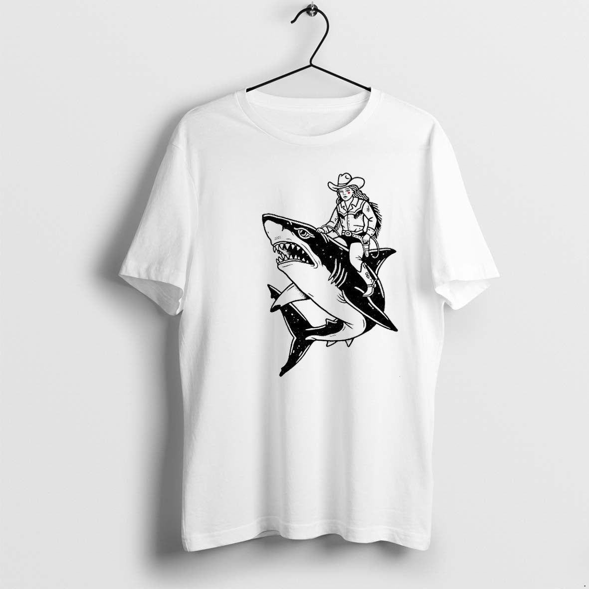 Original Cowgirl Riding Shark Sketch Tshirts Jpg Unisex T-shirt, Sweatshirt, Hoodie, Long Sleeve Tee - T-Shirt, Sweatshirt, Hoodie