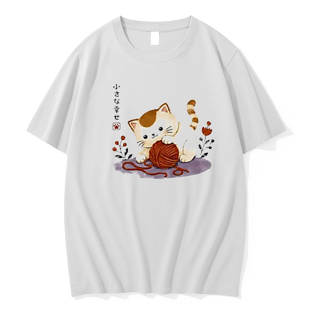 Original Cute Cat Playing With Yarn Ball Kitten Japanese Art Tshirts Jpg Unisex T-shirt, Sweatshirt, Hoodie, Long Sleeve Tee - T-Shirt, Sweatshirt, Hoodie