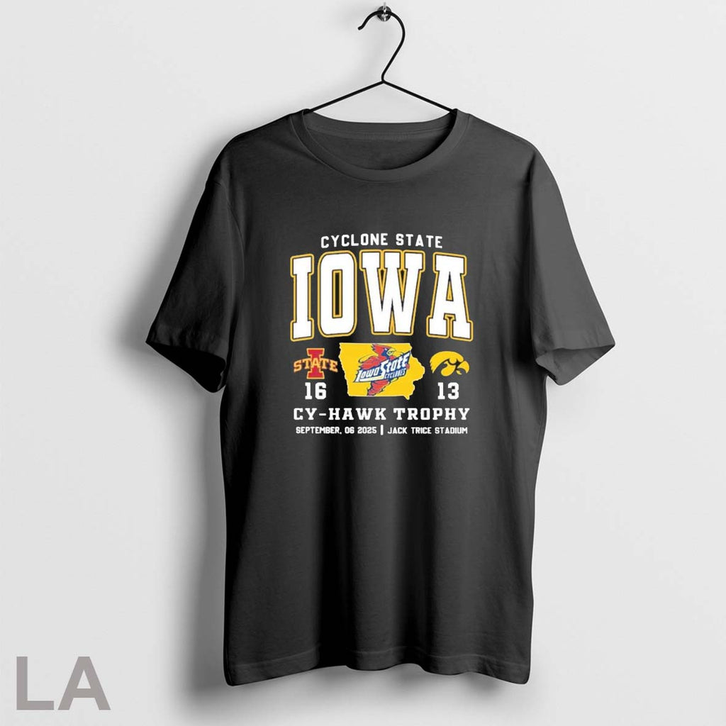 Original Cyclones State 2025 Cy Hawk Trophy Isu 16 13 Iowa Unisex T-shirt, Sweatshirt, Hoodie, Long Sleeve Tee - T-Shirt, Sweatshirt, Hoodie