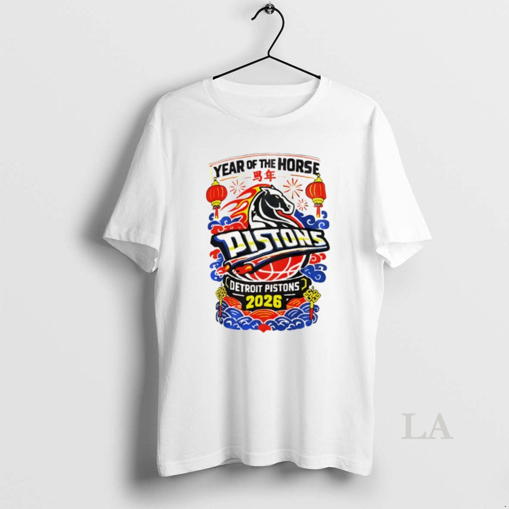 Original Detroit Pistons Year Of The Horse 2026 Vintage Unisex T-shirt, Sweatshirt, Hoodie, Long Sleeve Tee - T-Shirt, Sweatshirt, Hoodie