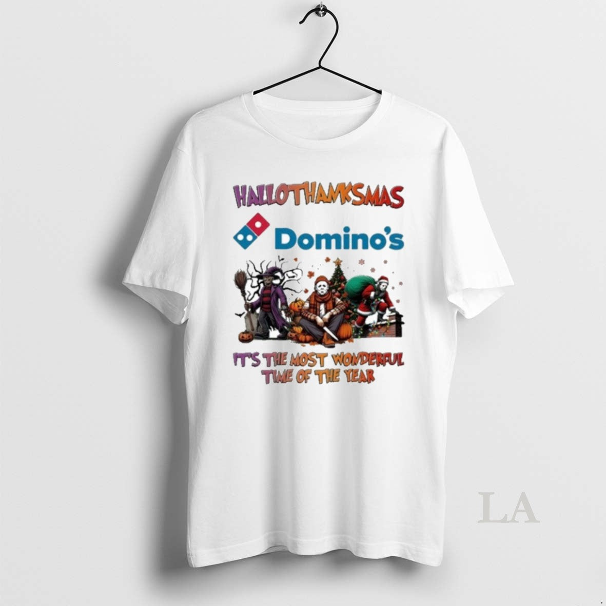 Original Dominos Horror Film Hallothanksmas Its The Most Wonderful Time Of The Year Unisex T-shirt, Sweatshirt, Hoodie, Long Sleeve Tee - T-Shirt, Sweatshirt, Hoodie