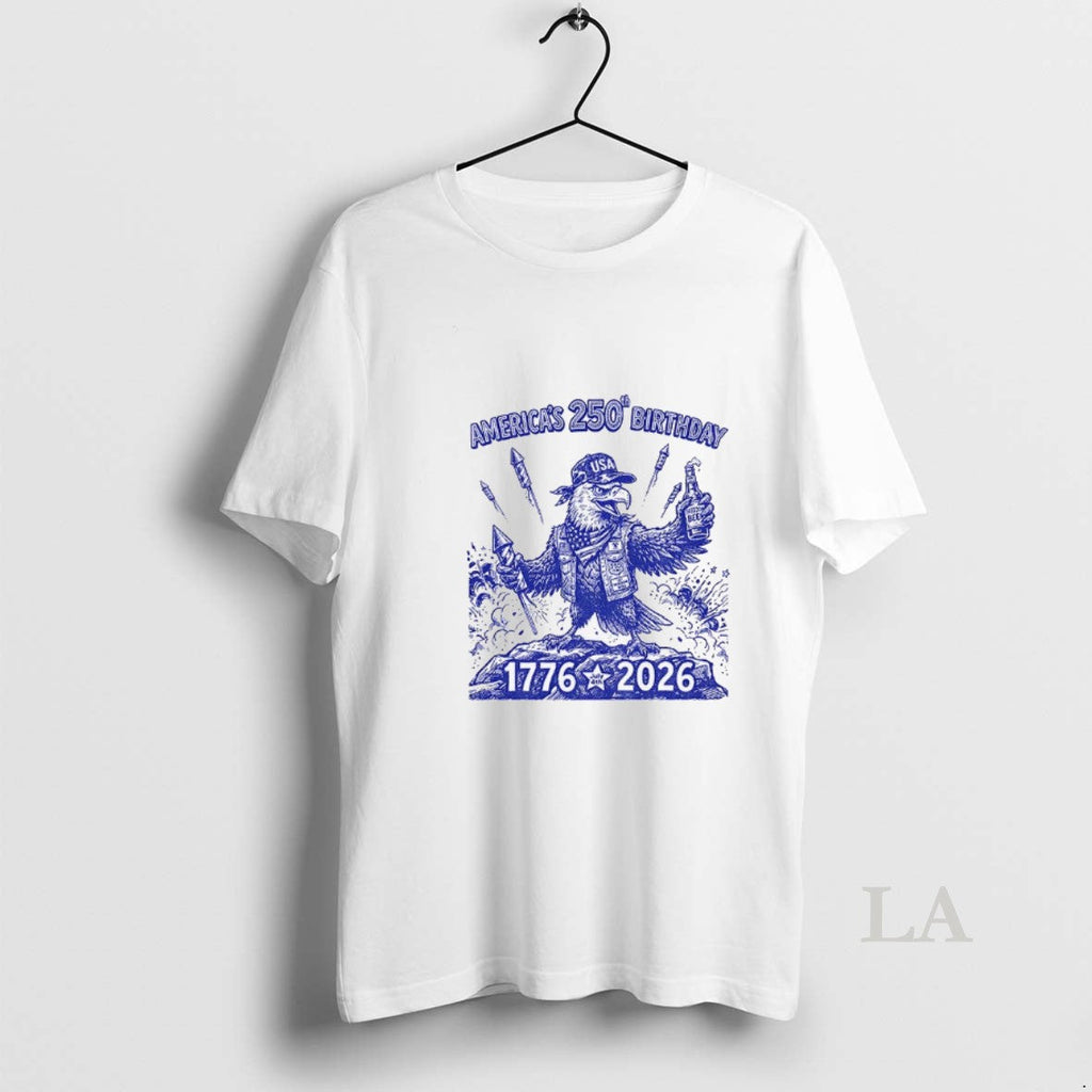 Original Eagle Holding Freedom Beer Usa 250th Anniversary 1776 2026 4th Of July Unisex T-shirt, Sweatshirt, Hoodie, Long Sleeve Tee - T-Shirt, Sweatshirt, Hoodie
