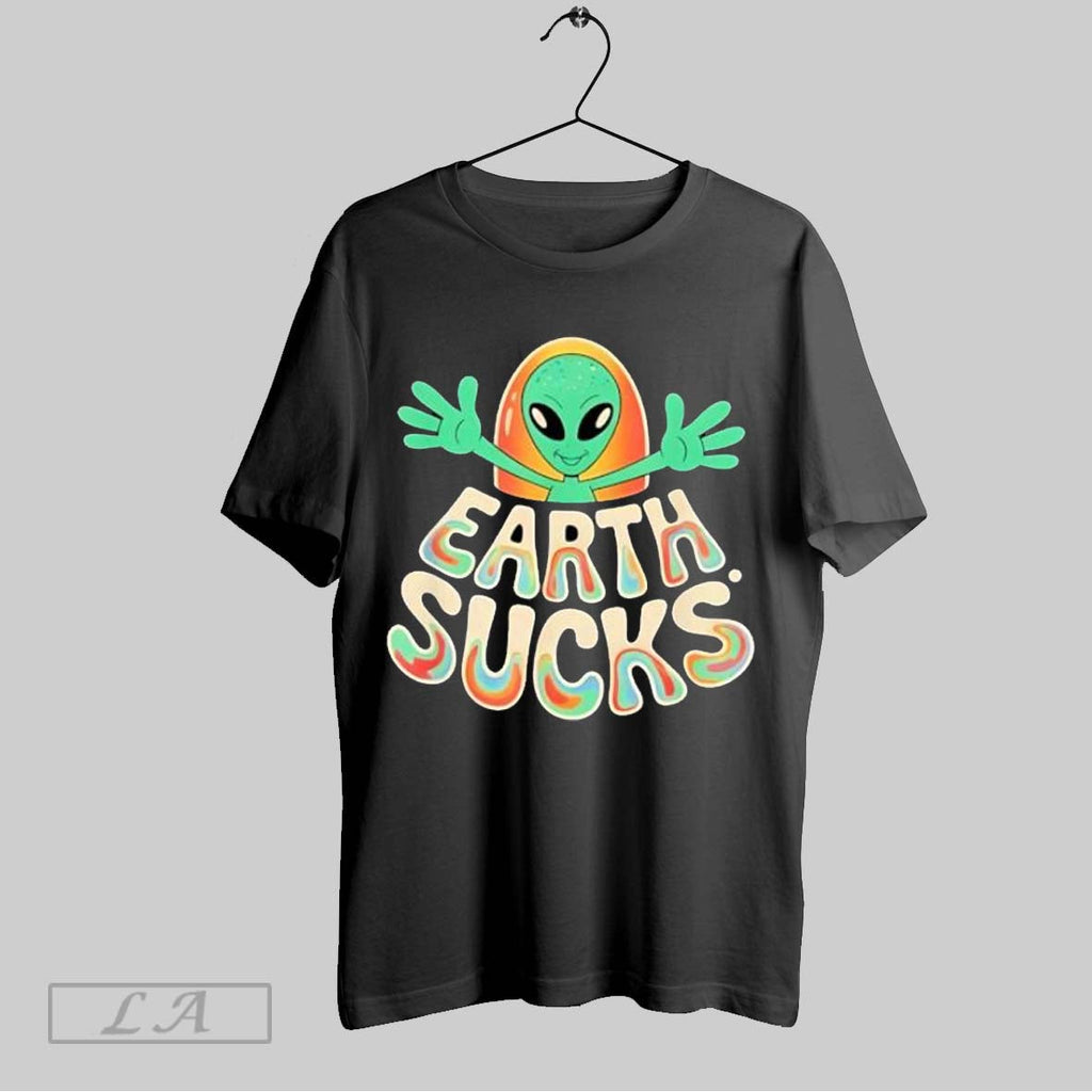 Original Earth Sucks Funny Alien Alien Head Retro Unisex T-shirt, Sweatshirt, Hoodie, Long Sleeve Tee - T-Shirt, Sweatshirt, Hoodie