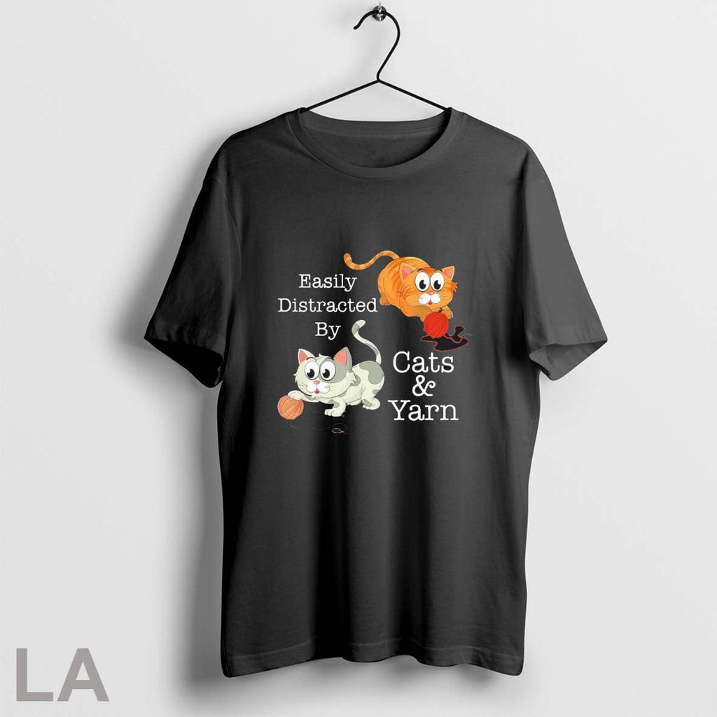 Original Easily Distracted By Cats Yarn Unisex T-shirt, Sweatshirt, Hoodie, Long Sleeve Tee - T-Shirt, Sweatshirt, Hoodie