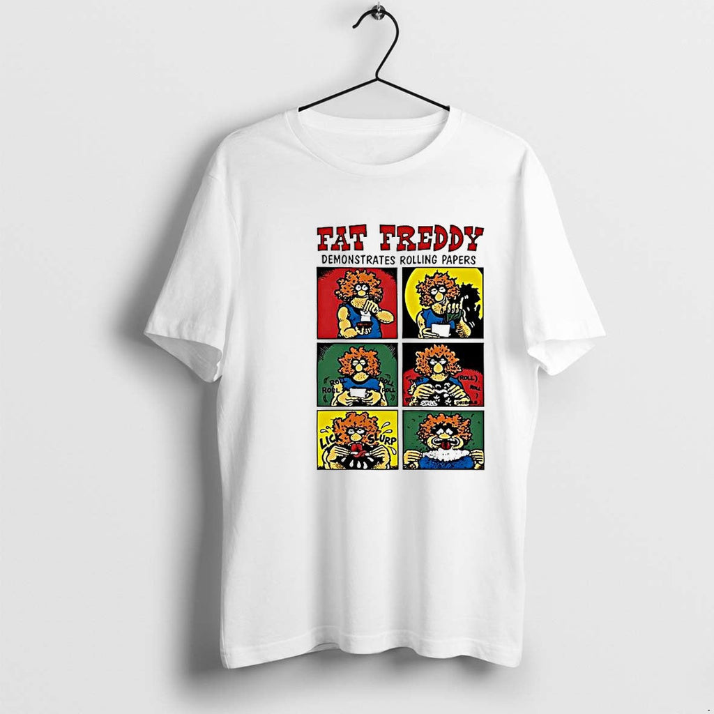 Original Fat Freddy Demonstrates Rolling Papers Fabulous Furry Freak Brothers Tshirts Unisex T-shirt, Sweatshirt, Hoodie, Long Sleeve Tee - T-Shirt, Sweatshirt, Hoodie