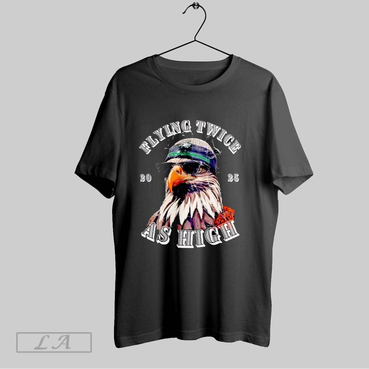 Original Flying Twice As High 2025 Eagle Wearing Beanie Sunglasses Unisex T-shirt, Sweatshirt, Hoodie, Long Sleeve Tee - T-Shirt, Sweatshirt, Hoodie