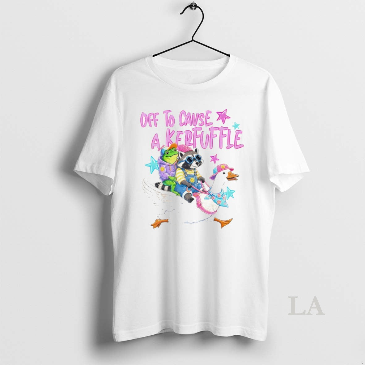 Original Funny Animal Frog Raccoon Goose Off To Cause A Kerfuffle Unisex T-shirt, Sweatshirt, Hoodie, Long Sleeve Tee - T-Shirt, Sweatshirt, Hoodie