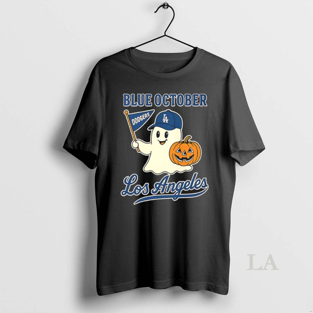 Original Ghost Blue October Los Angeles Dodgers Halloween 2025 Unisex T-shirt, Sweatshirt, Hoodie, Long Sleeve Tee - T-Shirt, Sweatshirt, Hoodie