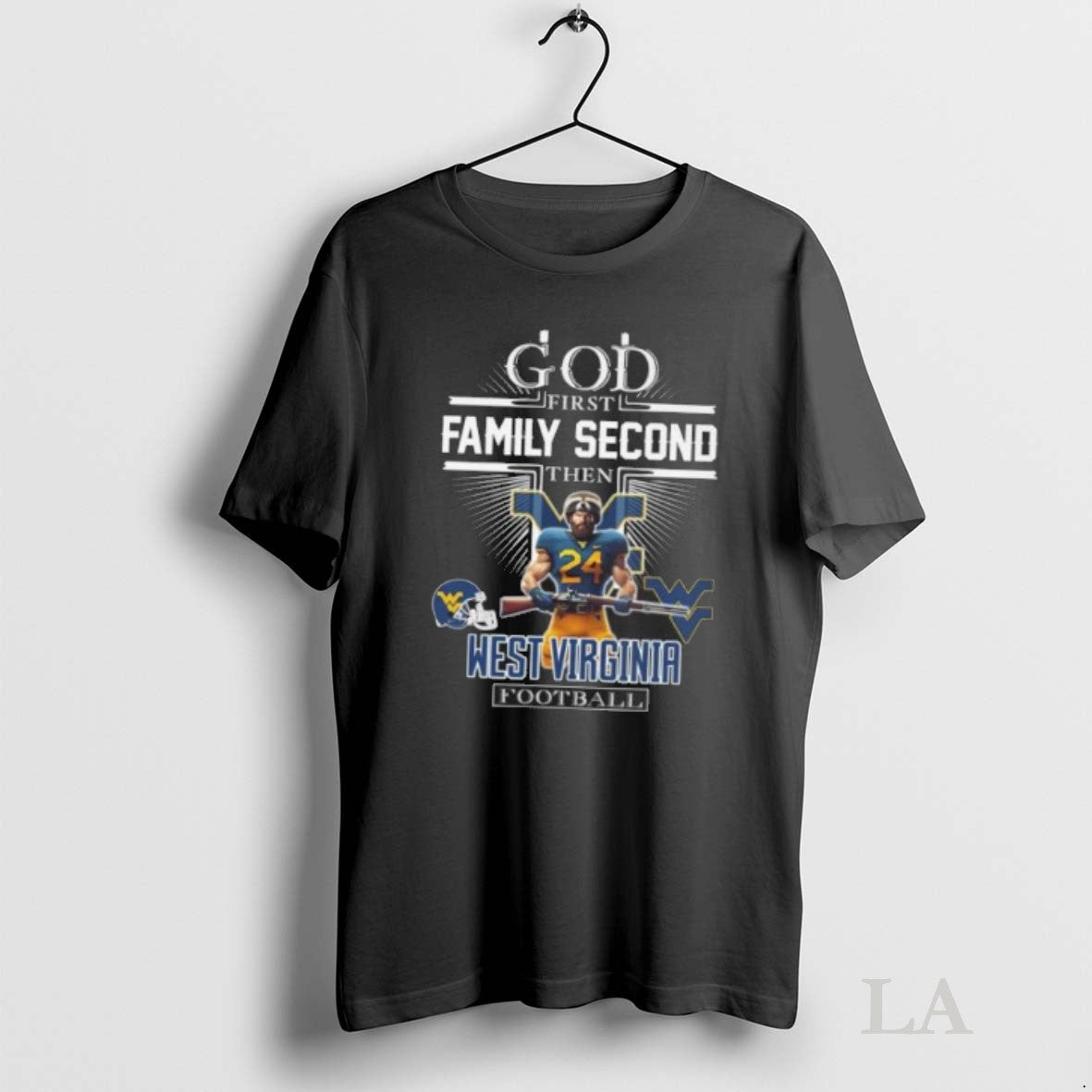 Original God First Family Second Then West Virginia Mountaineers Football Mascot 2025 Unisex T-shirt, Sweatshirt, Hoodie, Long Sleeve Tee - T-Shirt, Sweatshirt, Hoodie