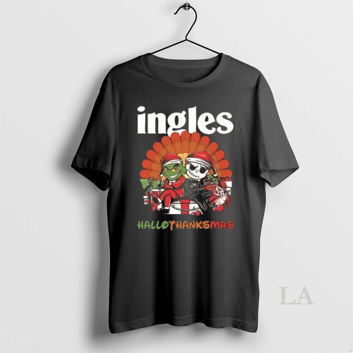 Original Grinch And Jack Skellington Ingles Hallothanksmas 2 Sided Unisex T-shirt, Sweatshirt, Hoodie, Long Sleeve Tee - T-Shirt, Sweatshirt, Hoodie