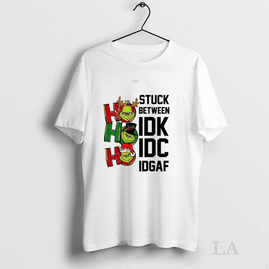 Original Grinch Stuck Between Idk Idc Idgaf Christmas 2025 Unisex T-shirt, Sweatshirt, Hoodie, Long Sleeve Tee - T-Shirt, Sweatshirt, Hoodie