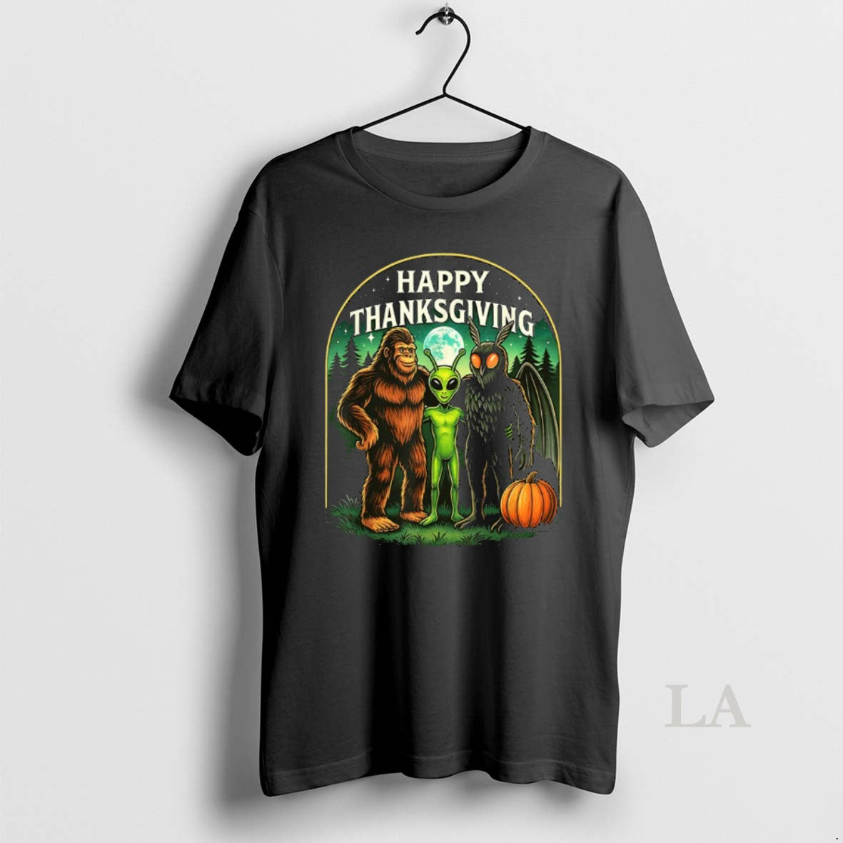 Original Happy Thanksgiving Men Bigfoot Alien Mothman Sasquatch Unisex T-shirt, Sweatshirt, Hoodie, Long Sleeve Tee - T-Shirt, Sweatshirt, Hoodie