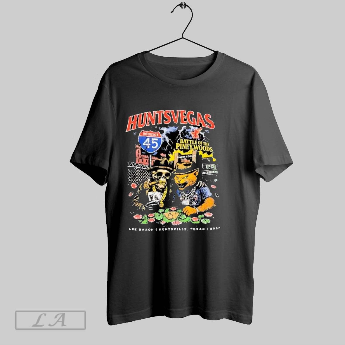 Original Huntsvegas Interstate 45 Skeleton Cat Poker Players Graphic Unisex T-shirt, Sweatshirt, Hoodie, Long Sleeve Tee - T-Shirt, Sweatshirt, Hoodie