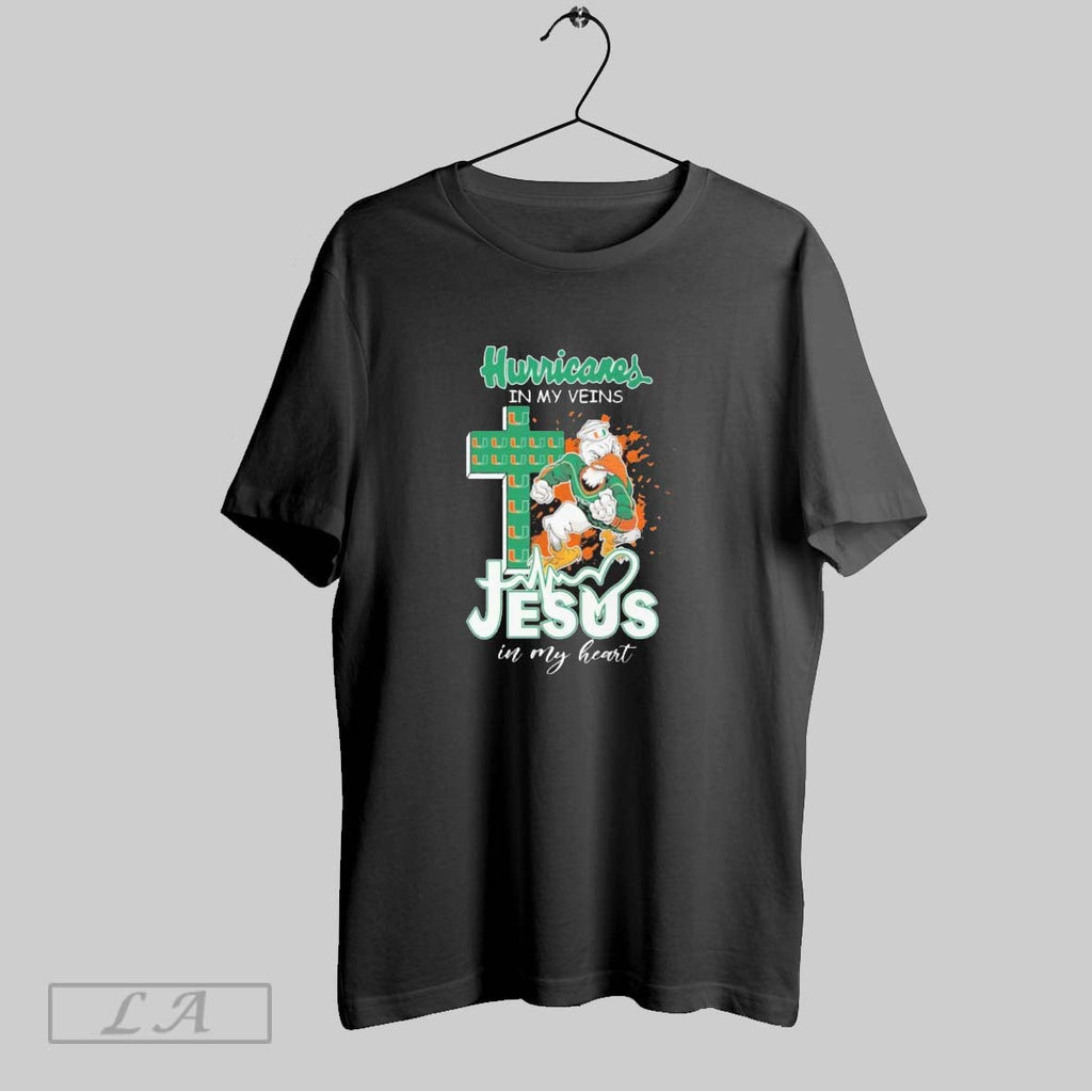 Original Hurricanes In My Veins Jesus In My Heart Unisex T-shirt, Sweatshirt, Hoodie, Long Sleeve Tee - T-Shirt, Sweatshirt, Hoodie