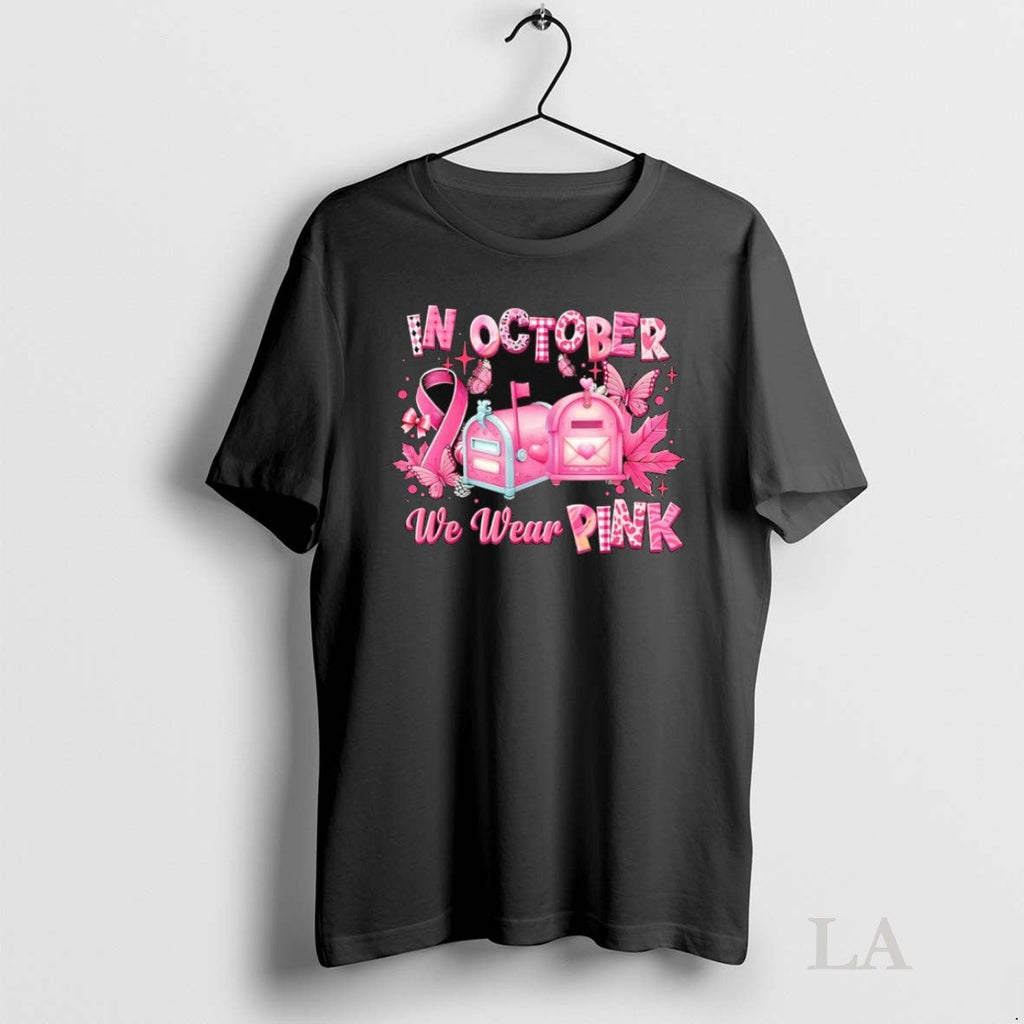 Original In October We Wear Pink Mail Box Unisex T-shirt, Sweatshirt, Hoodie, Long Sleeve Tee - T-Shirt, Sweatshirt, Hoodie