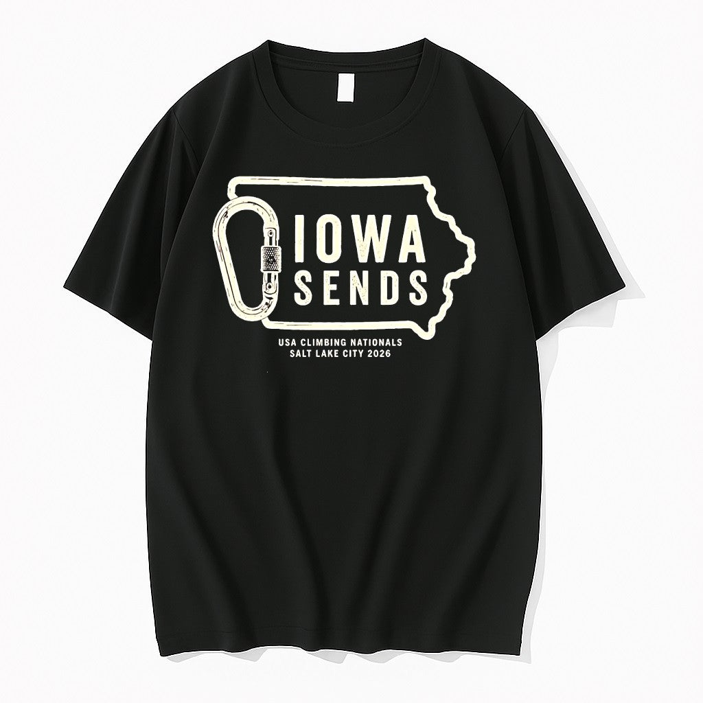 Original Iowa Sends Usa Climbing Nationals Salt Lake City 2026 State Outline Tshirts Unisex T-shirt, Sweatshirt, Hoodie, Long Sleeve Tee - T-Shirt, Sweatshirt, Hoodie