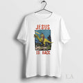 Original Jesus Riding Dinosaur Jesus Is Back Unisex T-shirt, Sweatshirt, Hoodie, Long Sleeve Tee - T-Shirt, Sweatshirt, Hoodie