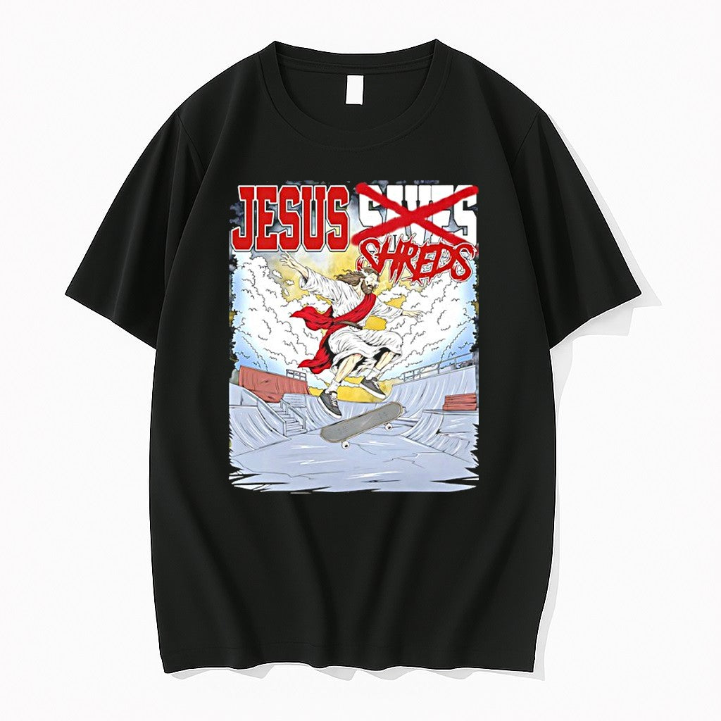 Original Jesus Shreds Skateboarding Meme Graphic Tshirts Jpg Unisex T-shirt, Sweatshirt, Hoodie, Long Sleeve Tee - T-Shirt, Sweatshirt, Hoodie