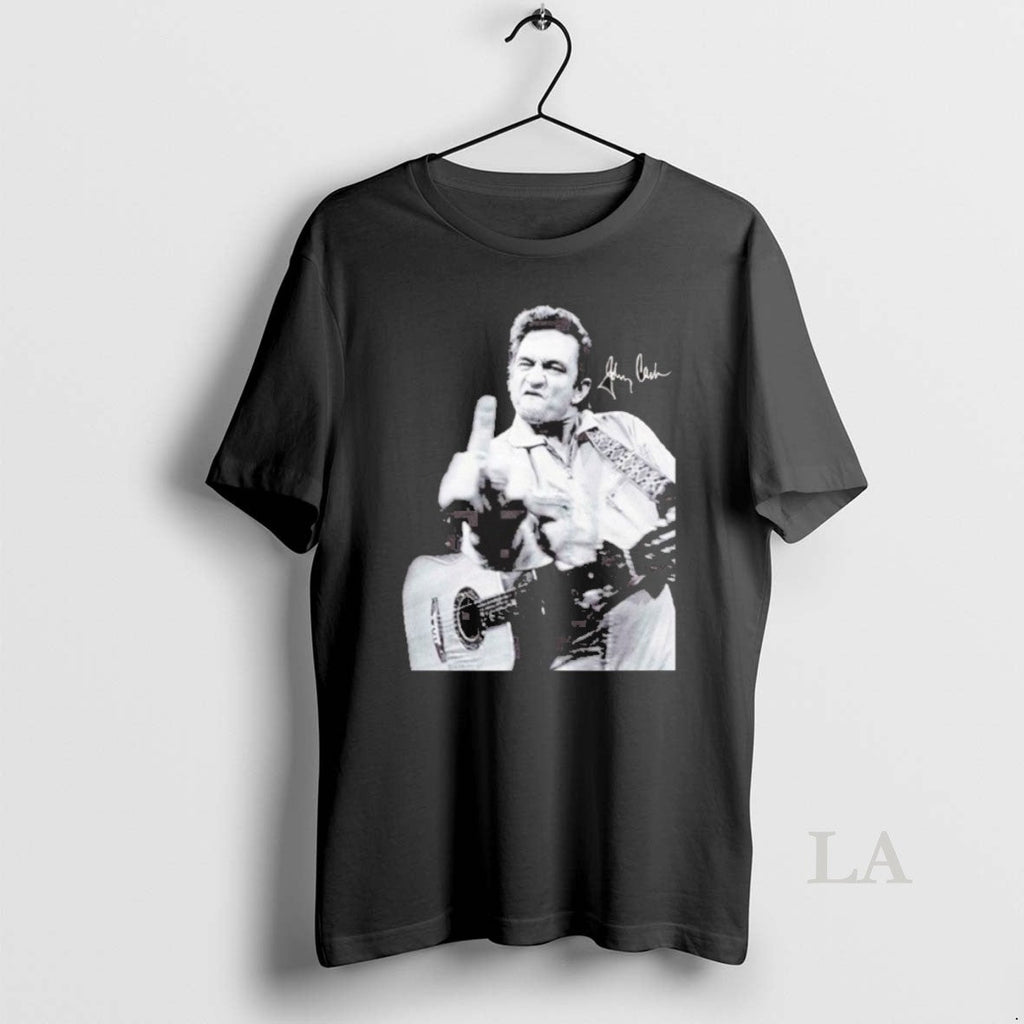 Original Johnny Cash Middle Finger Signature Unisex T-shirt, Sweatshirt, Hoodie, Long Sleeve Tee - T-Shirt, Sweatshirt, Hoodie
