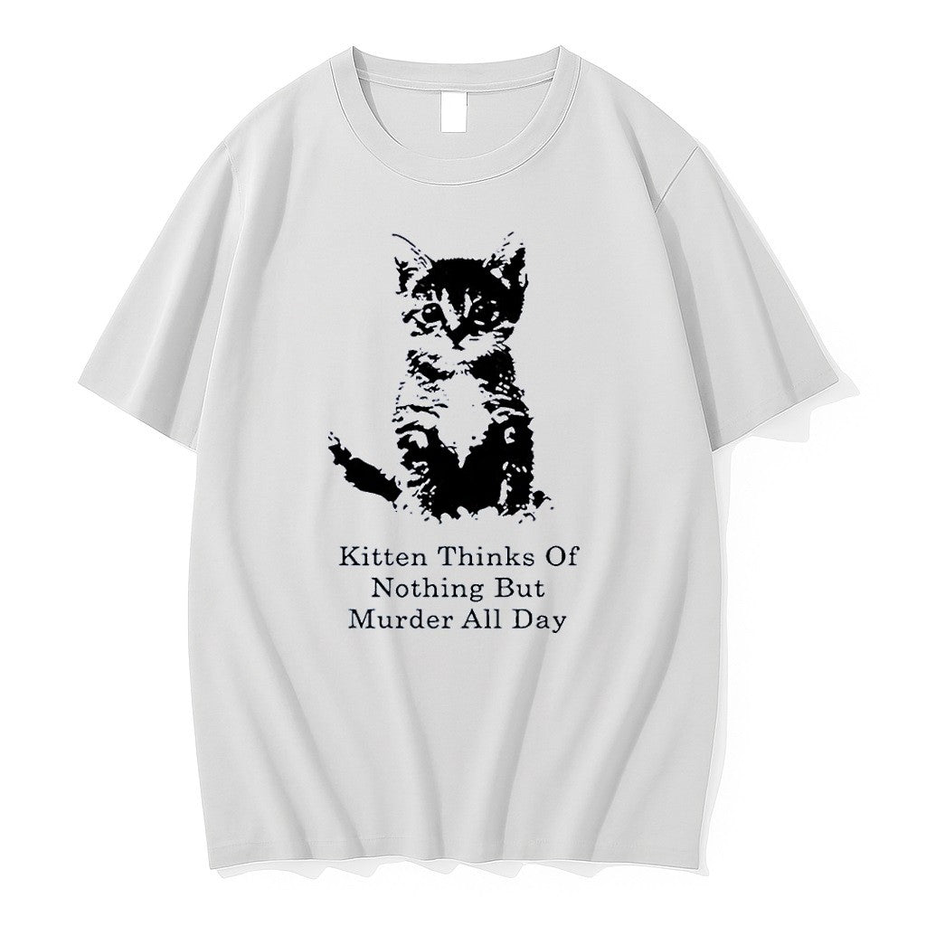 Original Kitten Thinks Of Nothing But Murder All Day White Tshirts Jpg Unisex T-shirt, Sweatshirt, Hoodie, Long Sleeve Tee - T-Shirt, Sweatshirt, Hoodie
