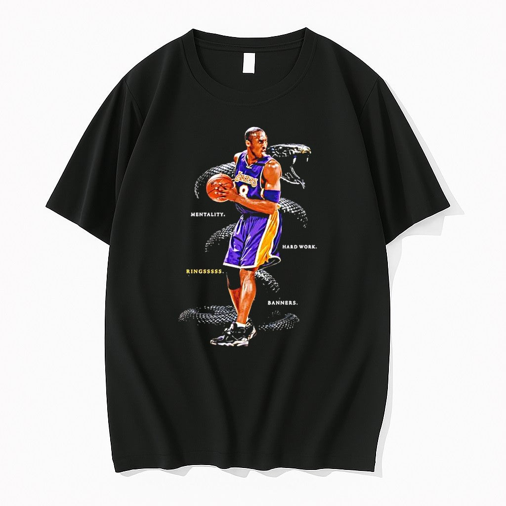 Original Kobe Bryant Black Mamba Mentality Hard Work Rings Banners Tribute Tshirts Unisex T-shirt, Sweatshirt, Hoodie, Long Sleeve Tee - T-Shirt, Sweatshirt, Hoodie