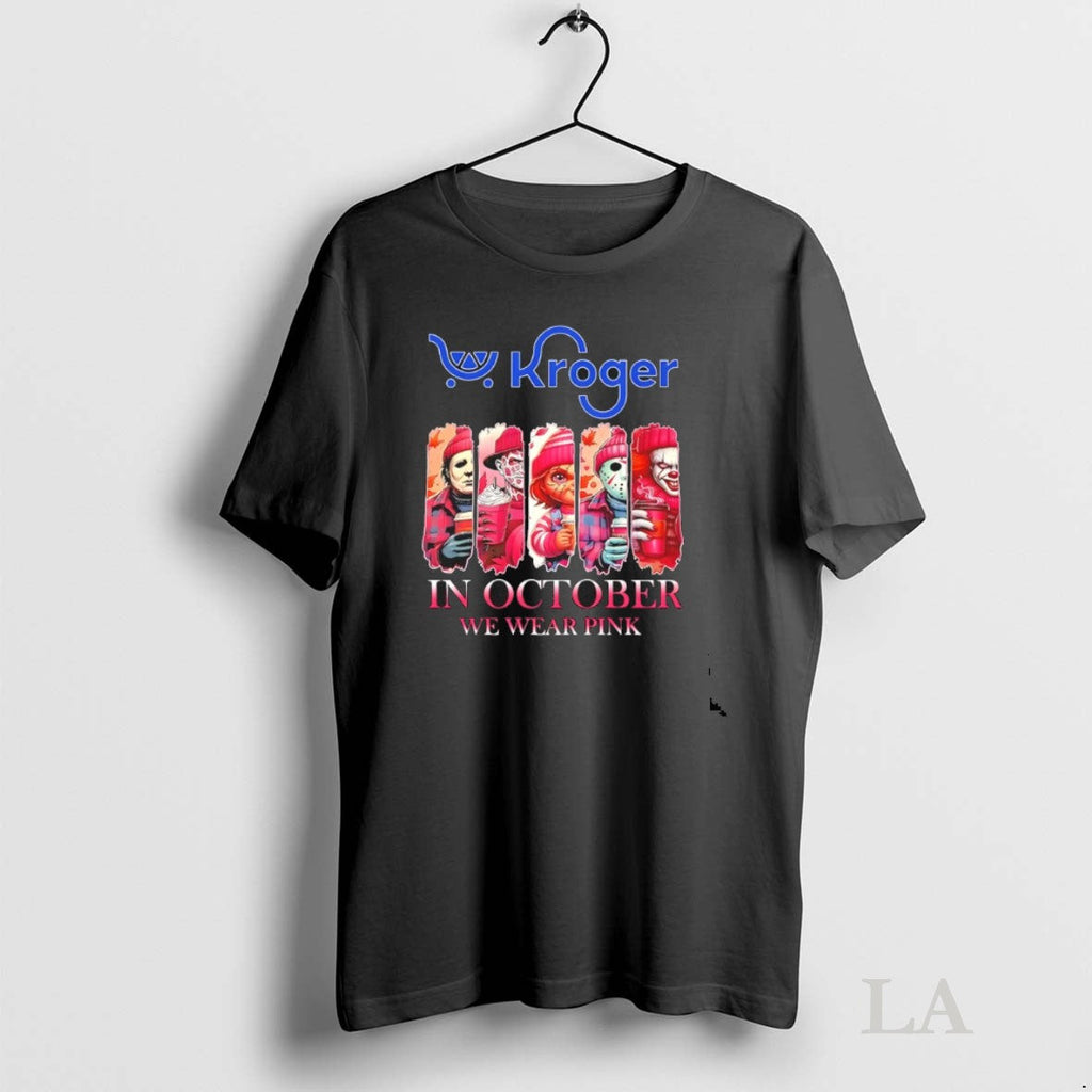 Original Kroger X Horror Movies Halloween In October We Wear Pink Unisex T-shirt, Sweatshirt, Hoodie, Long Sleeve Tee - T-Shirt, Sweatshirt, Hoodie