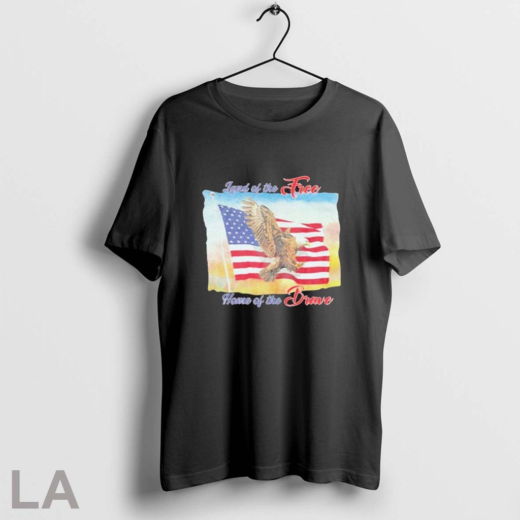 Original Land Of The Free Home Of The Brave America Flag Unisex T-shirt, Sweatshirt, Hoodie, Long Sleeve Tee - T-Shirt, Sweatshirt, Hoodie