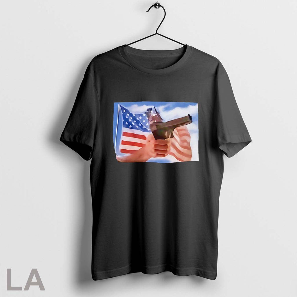 Original Land Of The Free Home Of The Brave Gun Parody Unisex T-shirt, Sweatshirt, Hoodie, Long Sleeve Tee - T-Shirt, Sweatshirt, Hoodie