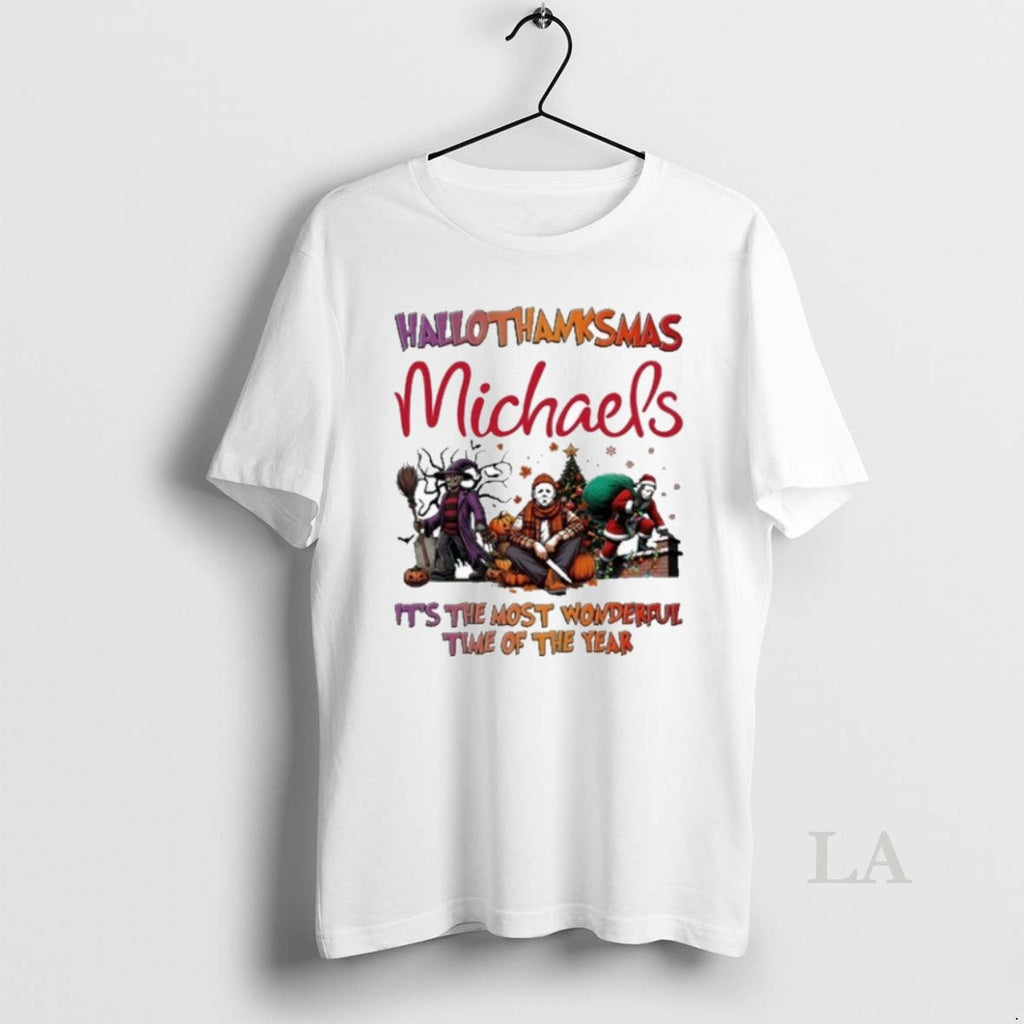Original Michaels Horror Film Hallothanksmas Its The Most Wonderful Time Of The Year Unisex T-shirt, Sweatshirt, Hoodie, Long Sleeve Tee - T-Shirt, Sweatshirt, Hoodie