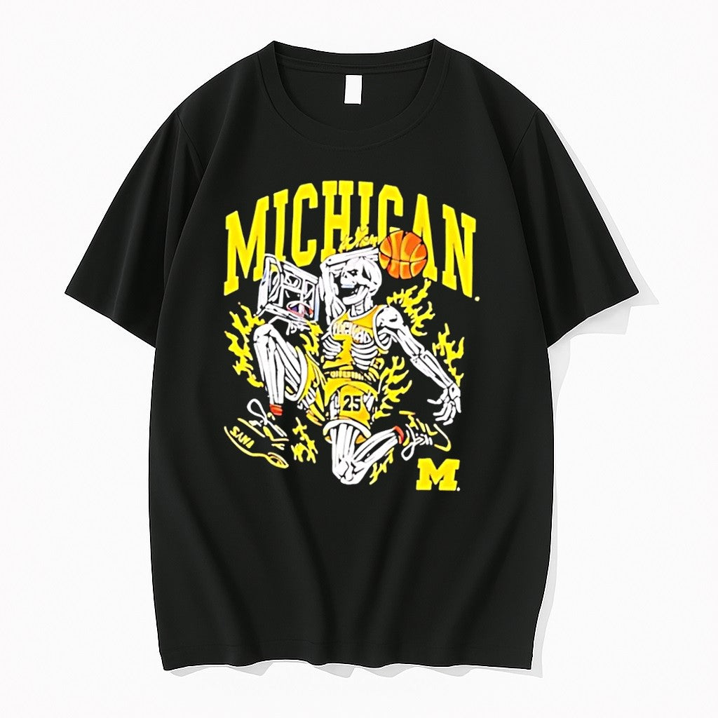 Original Michigan Wolverines Mens Basketball Skeleton 25 Player Black Tshirts Unisex T-shirt, Sweatshirt, Hoodie, Long Sleeve Tee - T-Shirt, Sweatshirt, Hoodie