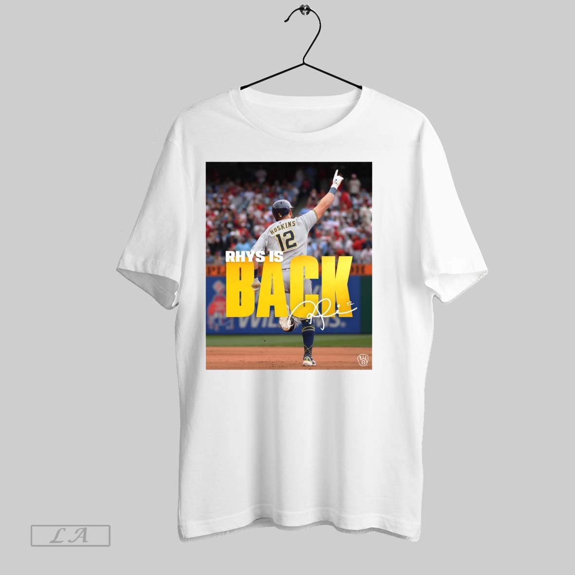 Original Milwaukee Brewers Baseball Rhys Hoskins Rhys Is Back Signature Poster Unisex T-shirt, Sweatshirt, Hoodie, Long Sleeve Tee - T-Shirt, Sweatshirt, Hoodie