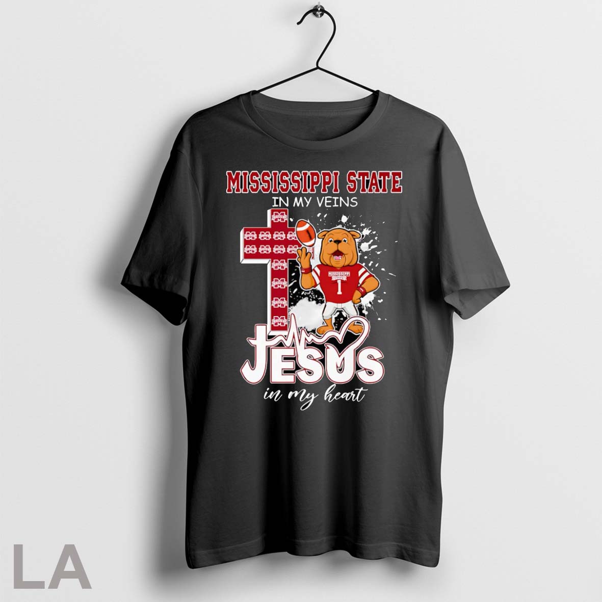 Original Mississippi State In My Veins Jesus In My Heart Mascot Unisex T-shirt, Sweatshirt, Hoodie, Long Sleeve Tee - T-Shirt, Sweatshirt, Hoodie