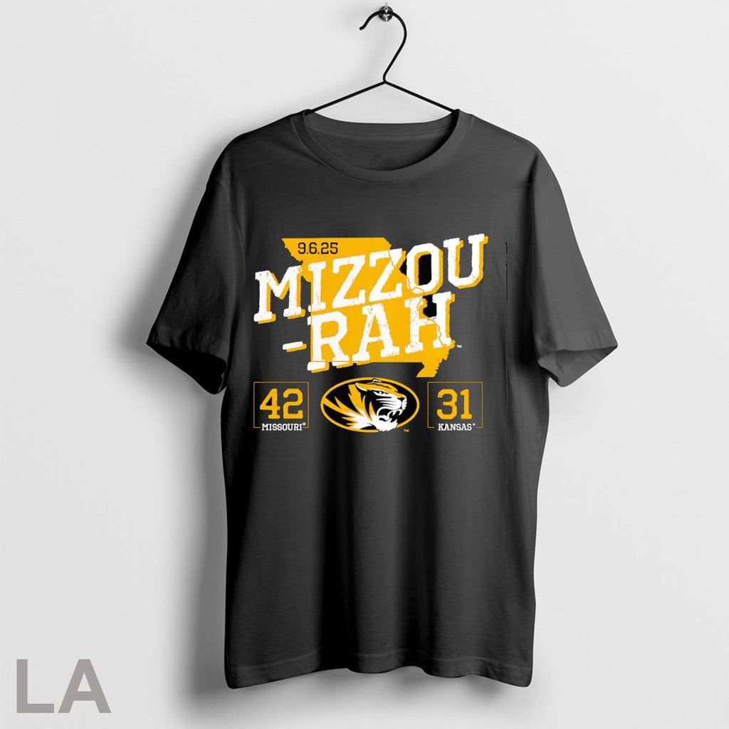 Original Mizzou Rah Missouri Tigers Vs Kansas Jayhawks 2025 Score Unisex T-shirt, Sweatshirt, Hoodie, Long Sleeve Tee - T-Shirt, Sweatshirt, Hoodie