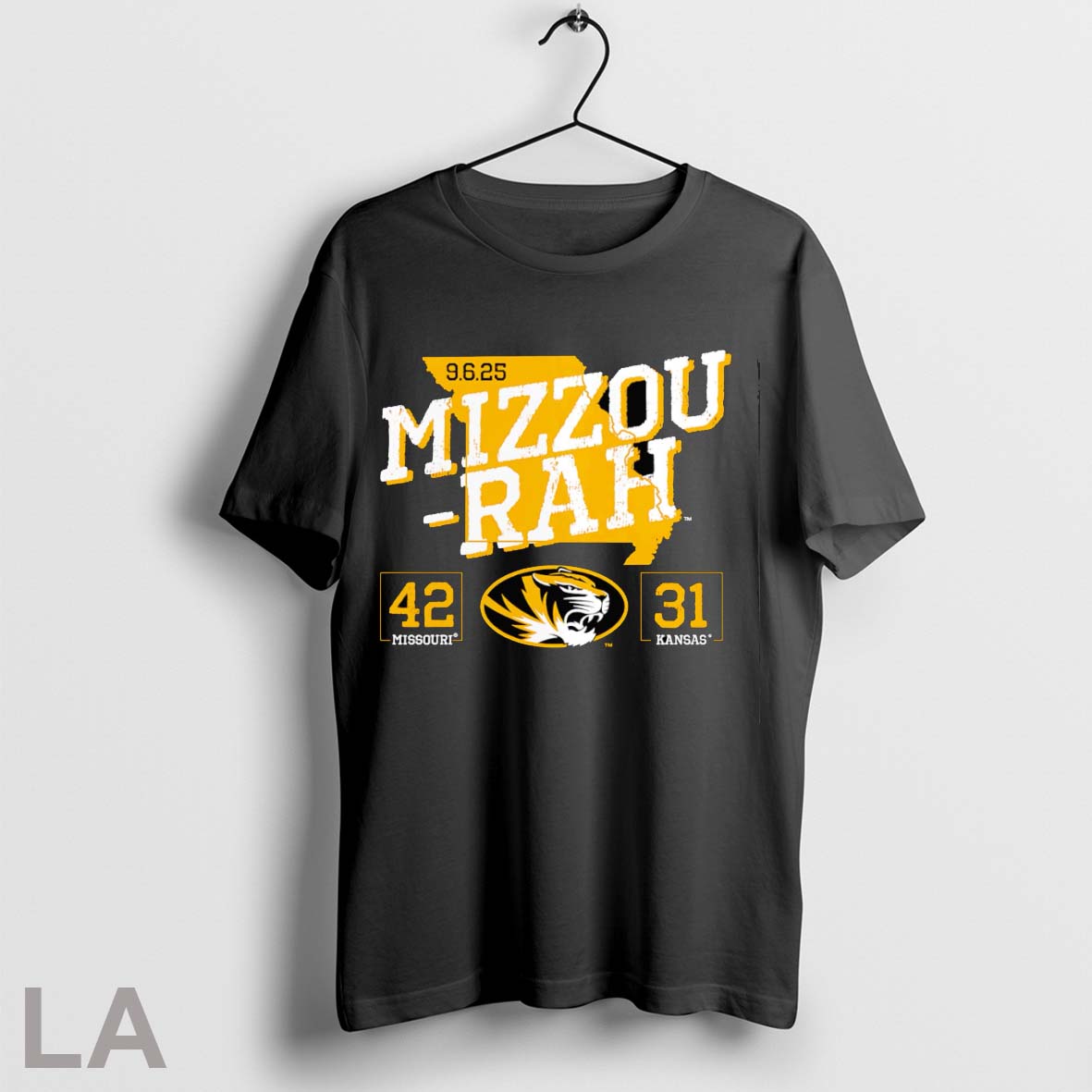Original Mizzou Rah Missouri Tigers Vs Kansas Jayhawks 2025 Score Unisex T-shirt, Sweatshirt, Hoodie, Long Sleeve Tee - T-Shirt, Sweatshirt, Hoodie