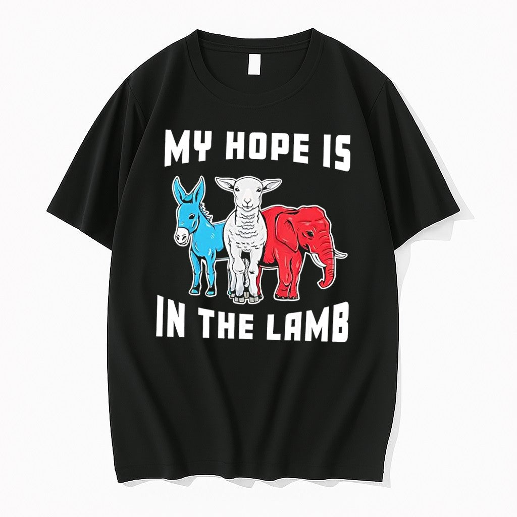 Original My Hope Is In The Lamb Christian Political Faith Donkey Elephant 2026 Black Tshirts - T-Shirt, Sweatshirt, Hoodie