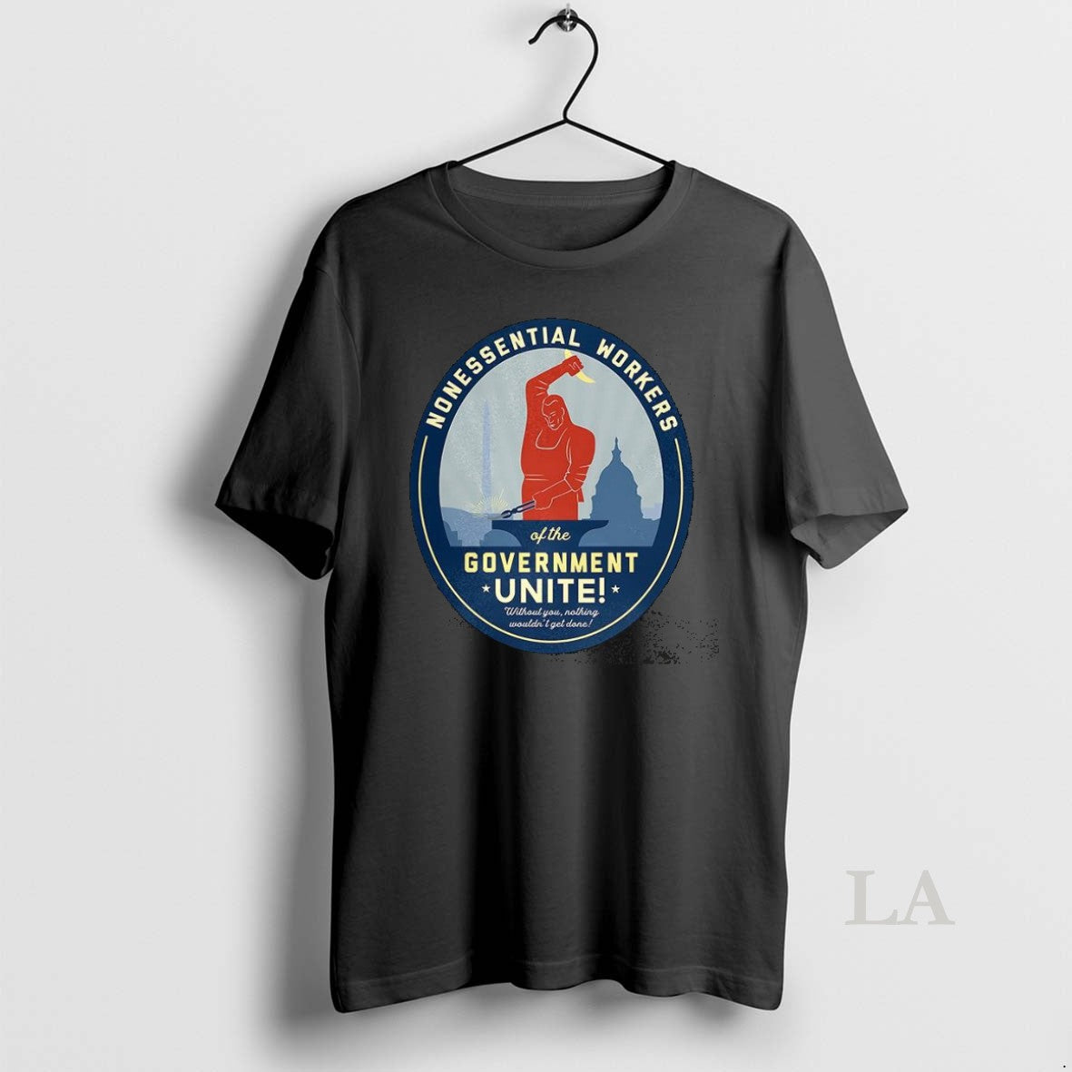 Original Nonessential Workers Of The Government Unite Government Shutdown Logo Caricature Unisex T-shirt, Sweatshirt, Hoodie, Long Sleeve Tee - T-Shirt, Sweatshirt, Hoodie