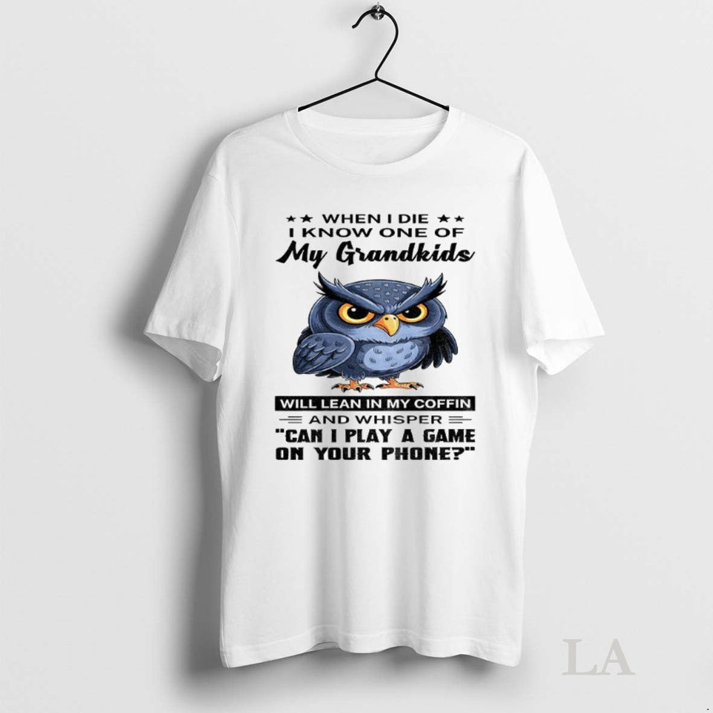 Original Owl When I Die I Know One Of My Grandkids Will Lean In My Unisex T-shirt, Sweatshirt, Hoodie, Long Sleeve Tee - T-Shirt, Sweatshirt, Hoodie