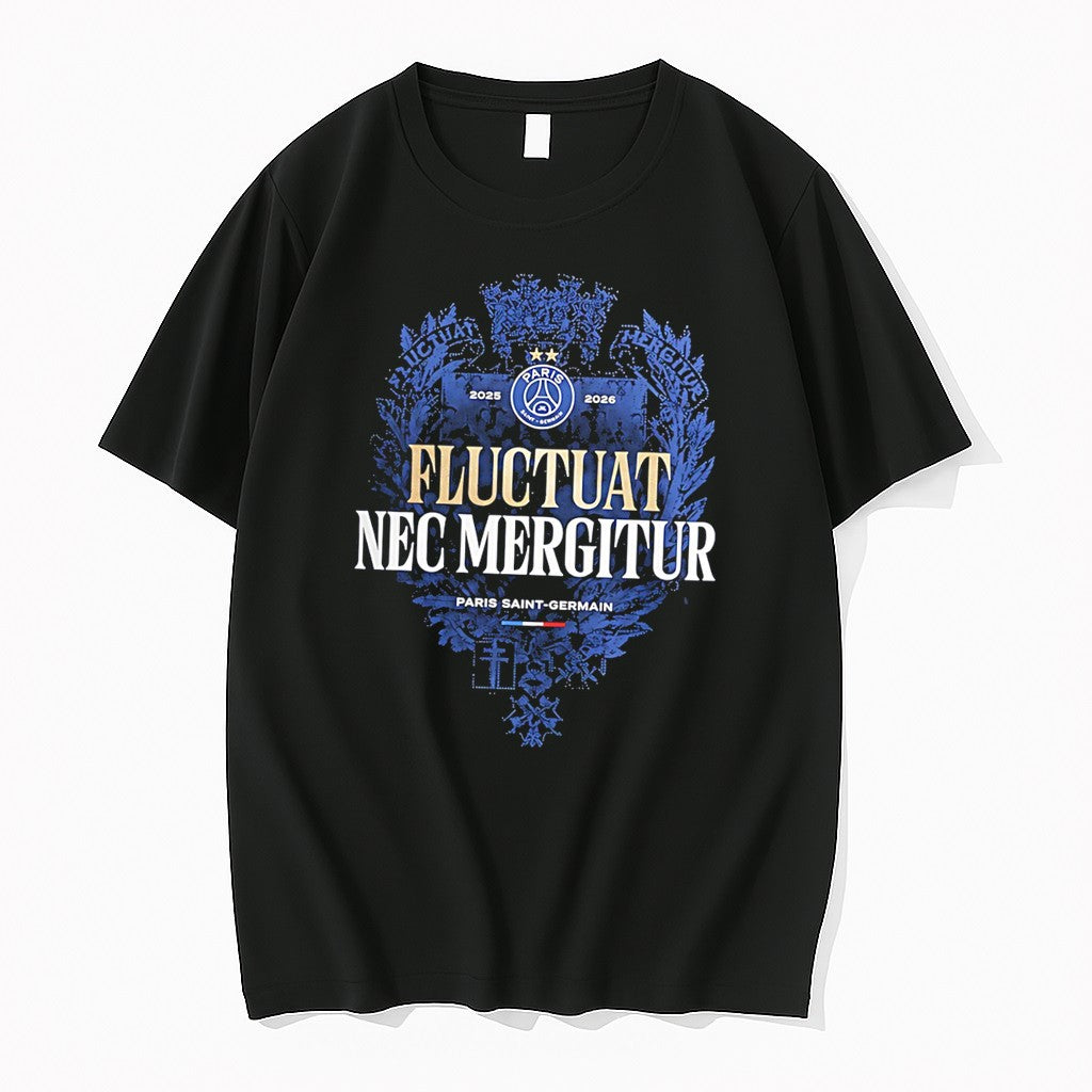 Original Psg 2025 2026 Champions League Fluctuat Nec Mergitur Tee Tshirts Jpg Unisex T-shirt, Sweatshirt, Hoodie, Long Sleeve Tee - T-Shirt, Sweatshirt, Hoodie
