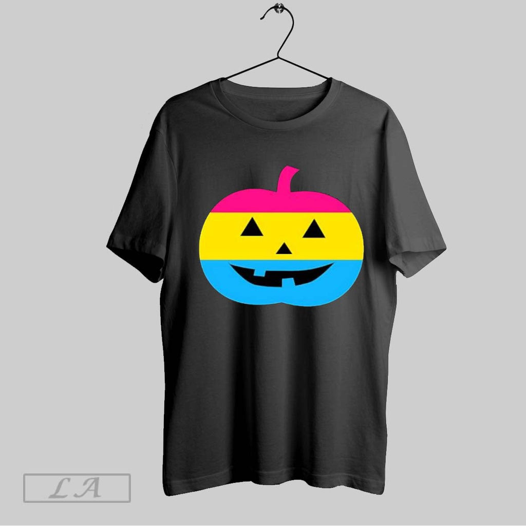 Original Pansexual Pride Flag Pumpkin Face Jack O Lantern Halloween Pansexual Unisex T-shirt, Sweatshirt, Hoodie, Long Sleeve Tee - T-Shirt, Sweatshirt, Hoodie