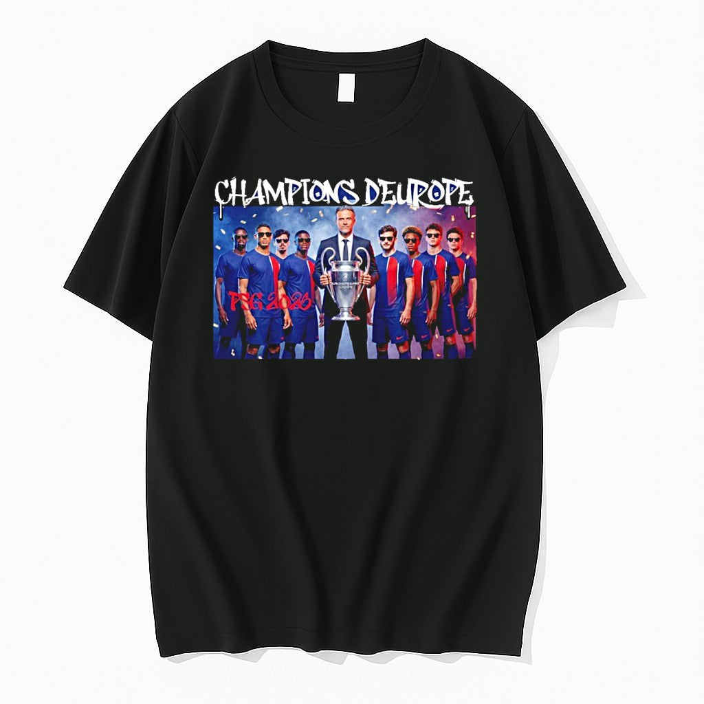 Original Paris Saint Germain Players With Coach Final Ucl 2026 Tshirts Jpg Unisex T-shirt, Sweatshirt, Hoodie, Long Sleeve Tee - T-Shirt, Sweatshirt, Hoodie