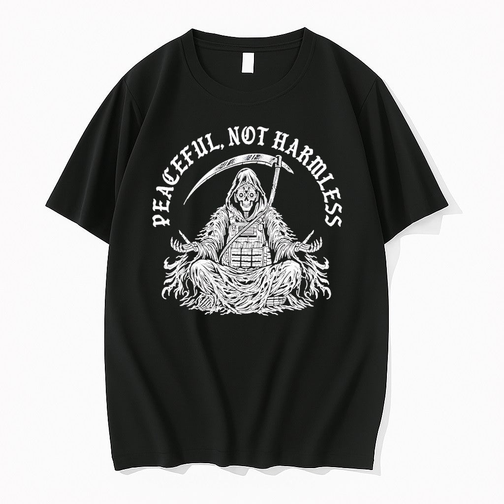 Original Peaceful Not Harmless Meditating Tactical Grim Reaper Tshirts Jpg Unisex T-shirt, Sweatshirt, Hoodie, Long Sleeve Tee - T-Shirt, Sweatshirt, Hoodie