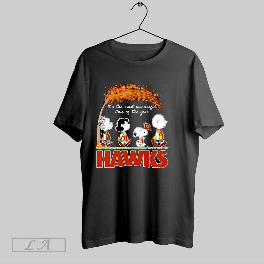 Original Peanuts Its The Most Wonderful Time Of The Year Hawks Unisex T-shirt, Sweatshirt, Hoodie, Long Sleeve Tee - T-Shirt, Sweatshirt, Hoodie