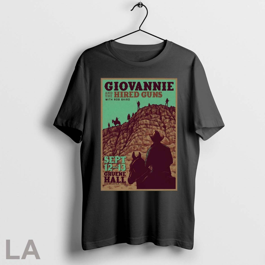 Original Poster Giovannie And The Hired Guns September 12 13 2025 Gruene Hall Concert Unisex T-shirt, Sweatshirt, Hoodie, Long Sleeve Tee - T-Shirt, Sweatshirt, Hoodie