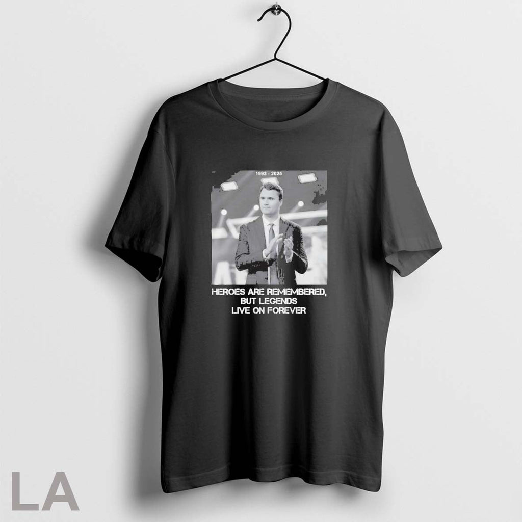 Original Pray For Charlie Kirk Legends Live On Forever Unisex T-shirt, Sweatshirt, Hoodie, Long Sleeve Tee - T-Shirt, Sweatshirt, Hoodie