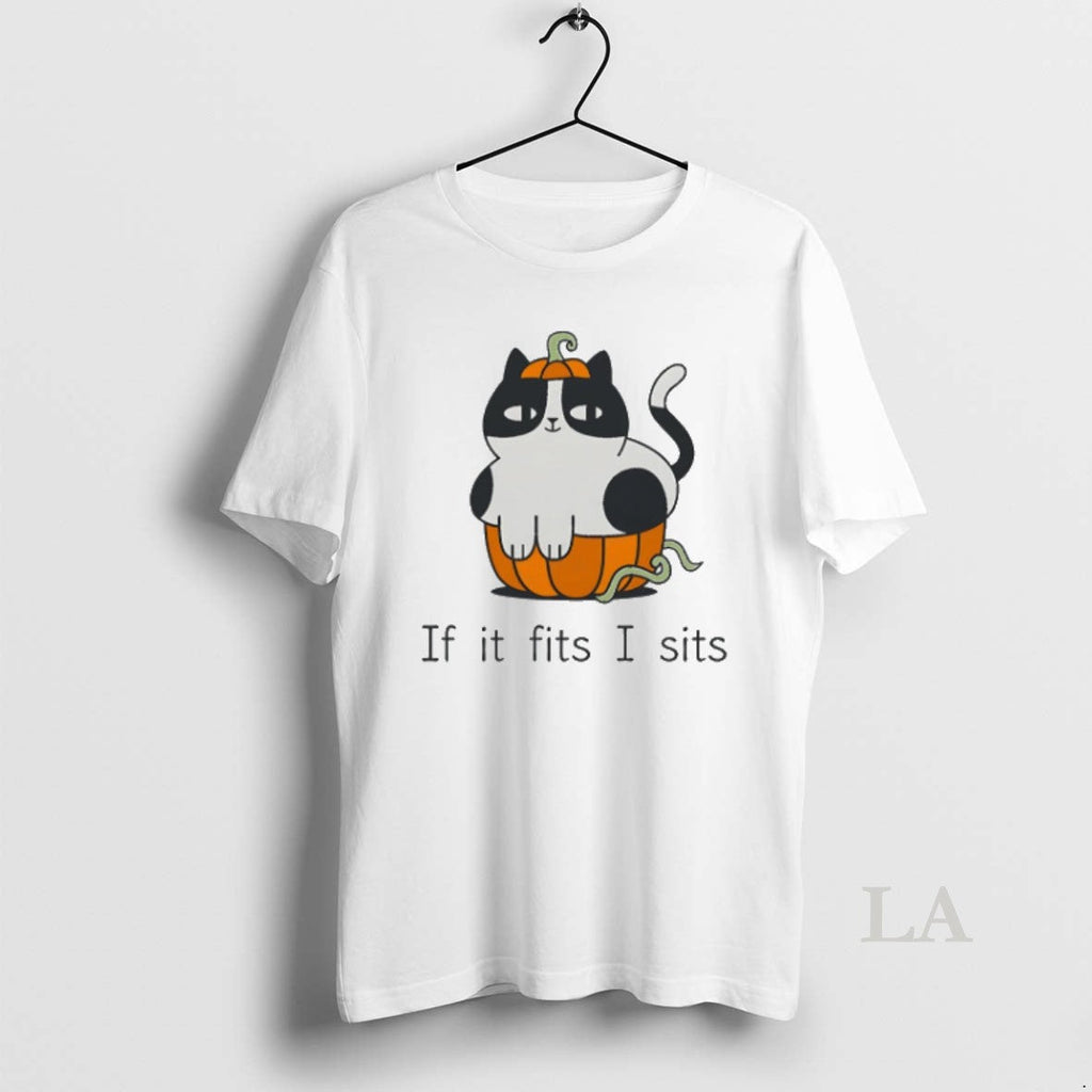 Original Pumpkin Cat If It Fits I Sits Halloween Unisex T-shirt, Sweatshirt, Hoodie, Long Sleeve Tee - T-Shirt, Sweatshirt, Hoodie