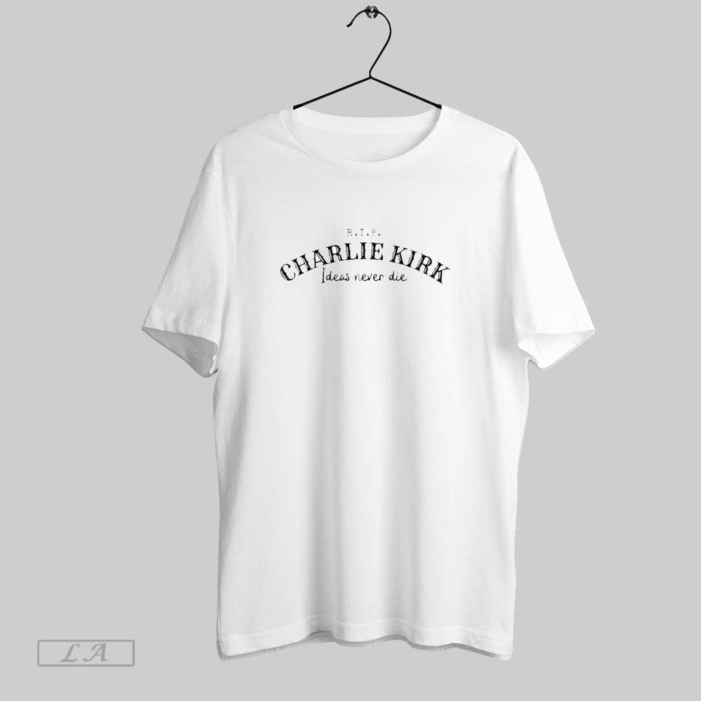 Original Rip Ideas Never Die Charlie Kirk Unisex T-shirt, Sweatshirt, Hoodie, Long Sleeve Tee - T-Shirt, Sweatshirt, Hoodie