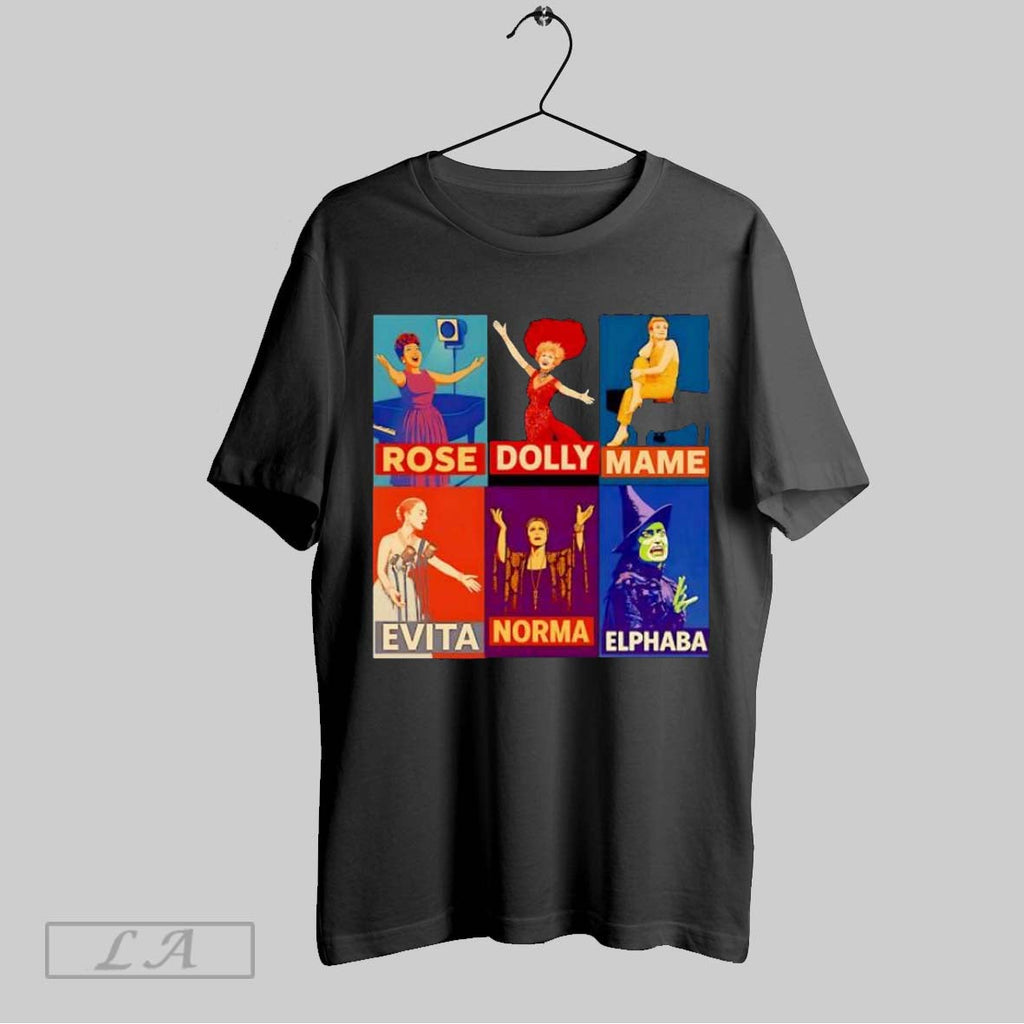 Original Rose Dolly Mame Evita Norma Elphaba Broadway Musical Theater Poster Collage Unisex T-shirt, Sweatshirt, Hoodie, Long Sleeve Tee - T-Shirt, Sweatshirt, Hoodie