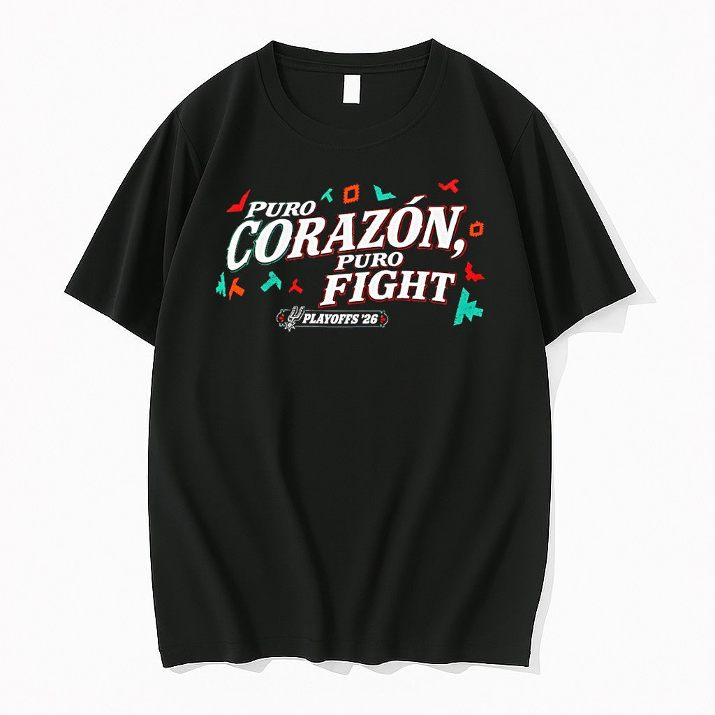 Original San Antonio Spurs Basketball Puro Corazon Puro Fight Playoff 2026 Tshirts Unisex T-shirt, Sweatshirt, Hoodie, Long Sleeve Tee - T-Shirt, Sweatshirt, Hoodie