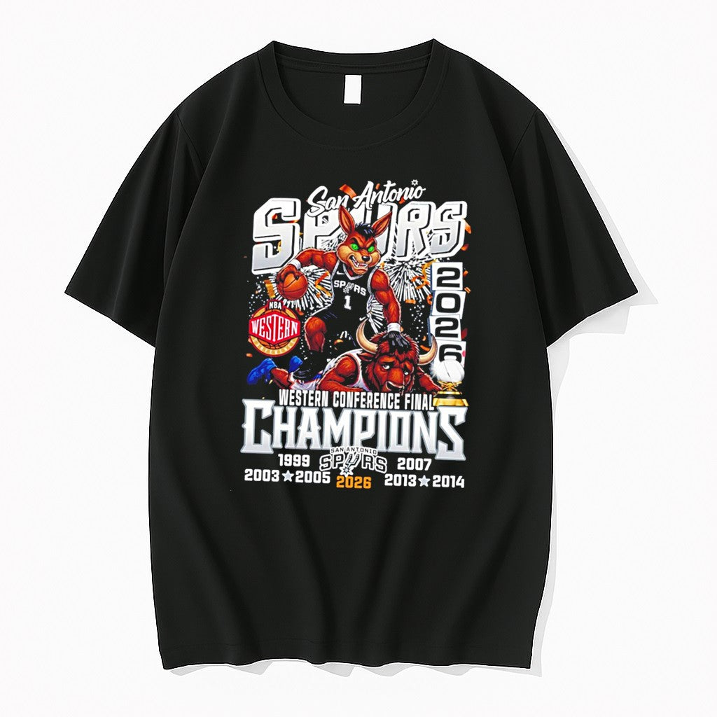 Original San Antonio Spurs Basketball Western Conference Finals Champions 2026 Mascot Tee Tshirts - T-Shirt, Sweatshirt, Hoodie
